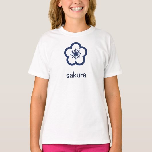 ネイビーブルー桜の花 Tシャツ (正面)