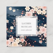 ネイビーブルー桜花 スクエア名刺 (正面)