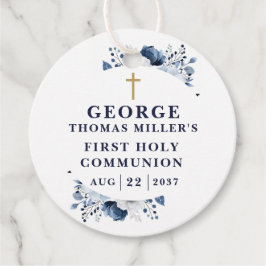 ネイビーブルー植物第モダン1聖餐式 フェイバータグ