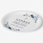 ネイビーブルー植物第モダン1聖餐式 ペーパープレート (アングル)