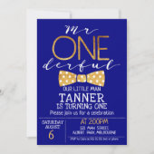 ネイビーブルー氏ワンダーフル誕生日招待状 招待状 (正面)