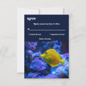 ネイビーブルー水中魚沿岸結婚部 出欠カード (正面)