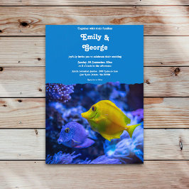 ネイビーブルー水中魚航海の結婚ズ 招待状