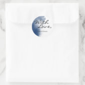 ネイビーブルー水彩筆跡カードシール ラウンドシール (バッグ)