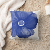 ネイビーブルー水彩花枕 クッション (ブランケット)