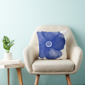 ネイビーブルー水彩花枕 クッション (椅子)