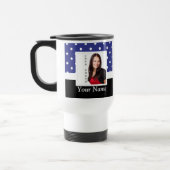 ネイビーブルー水玉模様写真テンプレート トラベルマグ (左)