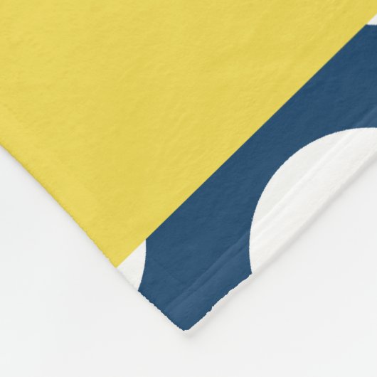 ネイビーブルー水玉模様、水玉模様パターン、お名前 フリースブランケット (角)