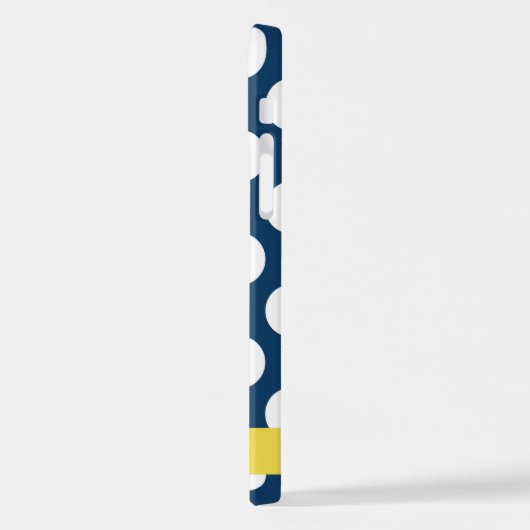 ネイビーブルー水玉模様、水玉模様パターン、お名前 iPhoneケース (左側面)