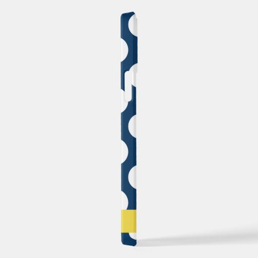 ネイビーブルー水玉模様、水玉模様パターン、お名前 iPhoneケース (右側面)