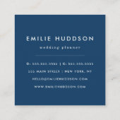 ネイビーブルー水玉模様、水玉模様パターン、ドット スクエア名刺 (裏面)