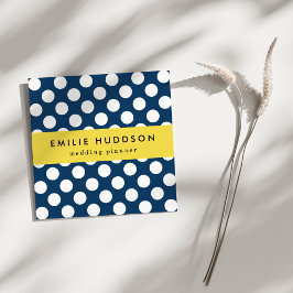 ネイビーブルー水玉模様、水玉模様パターン、ドット スクエア名刺