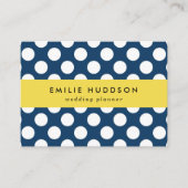 ネイビーブルー水玉模様、水玉模様パターン、ドット 名刺 (正面)