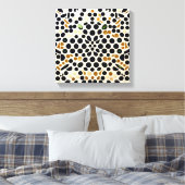 ネイビーブルー水玉模様:金ゴールドとエメラルドアクセント キャンバスプリント (インサイチュ (寝室))