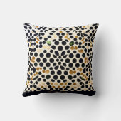 ネイビーブルー水玉模様:金ゴールドとエメラルドアクセント クッション (裏面)