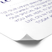 ネイビーブルー永遠に私たちのハート結婚の記念碑 ポスター (角)