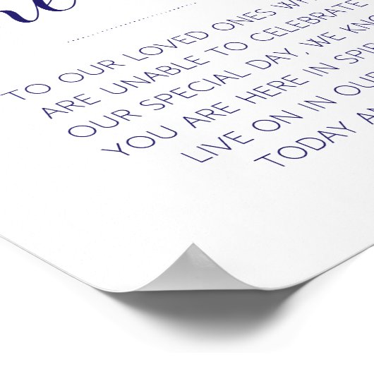 ネイビーブルー永遠に私たちのハート結婚の記念碑 ポスター (角)