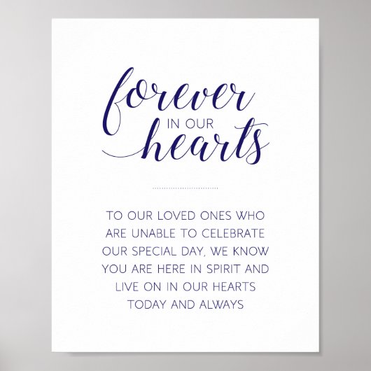 ネイビーブルー永遠に私たちのハート結婚の記念碑 ポスター (正面)