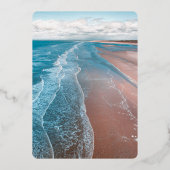 ネイビーブルー沿岸ビーチ結婚式フォイル招待状 箔招待状 (裏面)