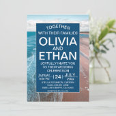 ネイビーブルー沿岸ビーチ結婚式招待状 招待状 (スタンド正面)