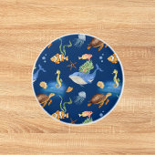 ネイビーブルー海クジラがウミガメを飼っている セラミックノブ