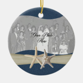 ネイビーブルー海ヒトデの写真 セラミックオーナメント