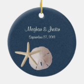 ネイビーブルー海ヒトデの写真 セラミックオーナメント (裏面)