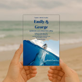 ネイビーブルー海中ホエールサマーコースト結婚 アクリル招待状