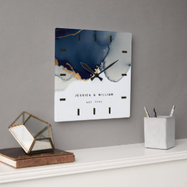 ネイビーブルー海岸記念航海の記念 スクエア壁時計
