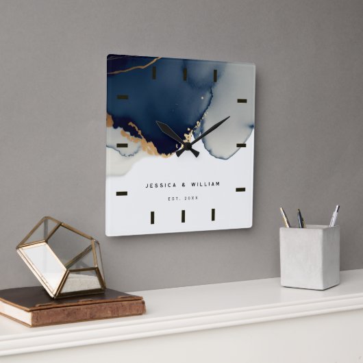 ネイビーブルー海岸記念航海の記念 スクエア壁時計 (オフィス)