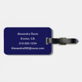 ネイビーブルー無地のカラーカスタマイズIt ラゲッジタグ (裏面横)