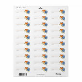 ネイビーブルー焦げオレンジ秋フローララベル ラベル (フルシート)