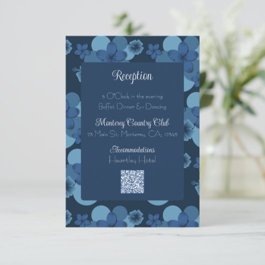 ネイビーブルー熱帯テーマウェディングエンジェクトエンクロージャ エンクロージャーカード (スタンド正面)