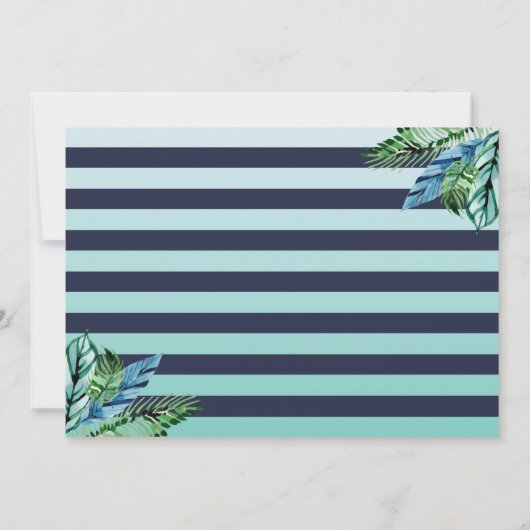 ネイビーブルー熱帯パイナップルビーチパーティー写真 サンキューカード (裏面)