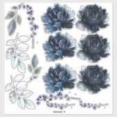 ネイビーブルー牡丹フローラブーケクリエーターセット シール (シート)