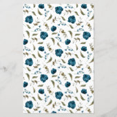 ネイビーブルー牡丹結婚花のディナーメニュー (裏面)