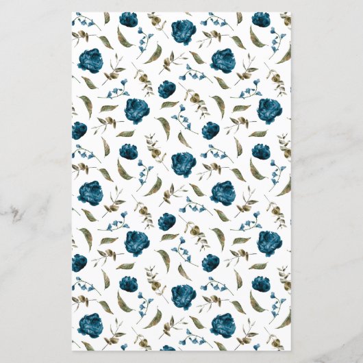 ネイビーブルー牡丹結婚花のディナーメニュー (裏面)