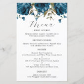 ネイビーブルー牡丹結婚花のディナーメニュー (正面)
