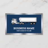 ネイビーブルー物流輸送トラックトレーラー 名刺 (正面)