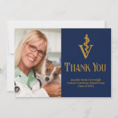 ネイビーブルー獣医オフィス写真カスタマイズ可能 サンキューカード (正面)