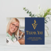 ネイビーブルー獣医オフィス写真カスタマイズ可能 サンキューカード (スタンド正面)