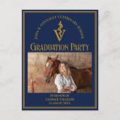 ネイビーブルー獣医学校写真卒業会 インビテーションポストカード (正面)