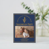 ネイビーブルー獣医学校写真卒業会 インビテーションポストカード (スタンド正面)