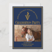 ネイビーブルー獣医学校写真卒業会 招待状 (正面)