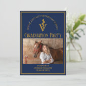 ネイビーブルー獣医学校写真卒業会 招待状 (スタンド正面)