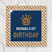 ネイビーブルー王室の金ゴールドプリンスクラウン第1誕生日 フェイバータグ (正面)