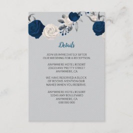 ネイビーブルー白い花シルバーグレ離れー詳細 エンクロージャーカード