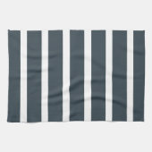 ネイビーブルー白の垂直ストライプパターン キッチンタオル (横)