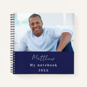 ネイビーブルー白カスタム色写真 ノートブック (正面)