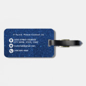 ネイビーブルー白グリッターモノグラム名荷物タグ ラゲッジタグ (裏面横)